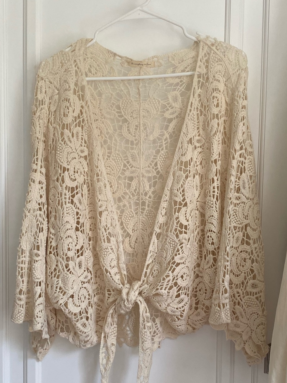 Anthropologie: Crochet Lace Tie-Front Cardigan